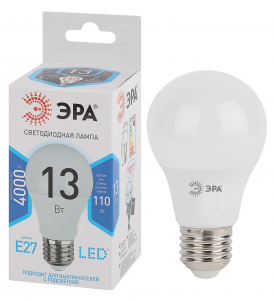 Лампа светодиодная ЭРА STD LED A60-13W-127V-840-E27 13Вт груша нейтральный белый свет