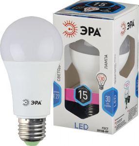 Лампа светодиодная ЭРА STD LED A60-15W-840-E27 15Вт груша нейтральный белый свет